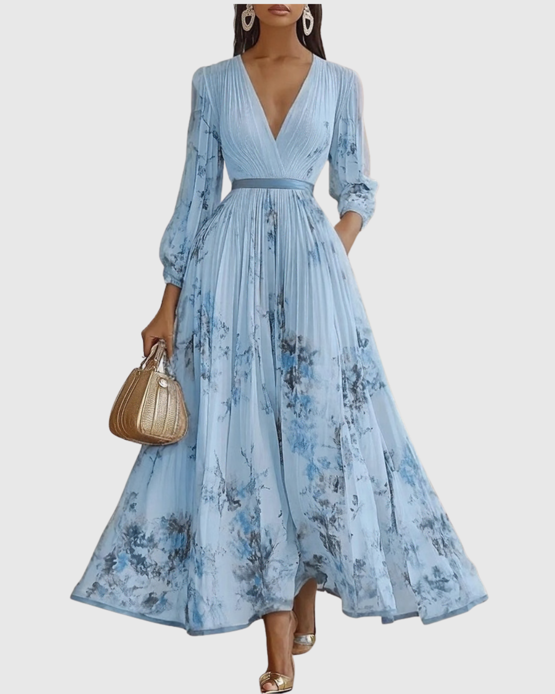 Rowella – Elegantní plisované maxi šaty