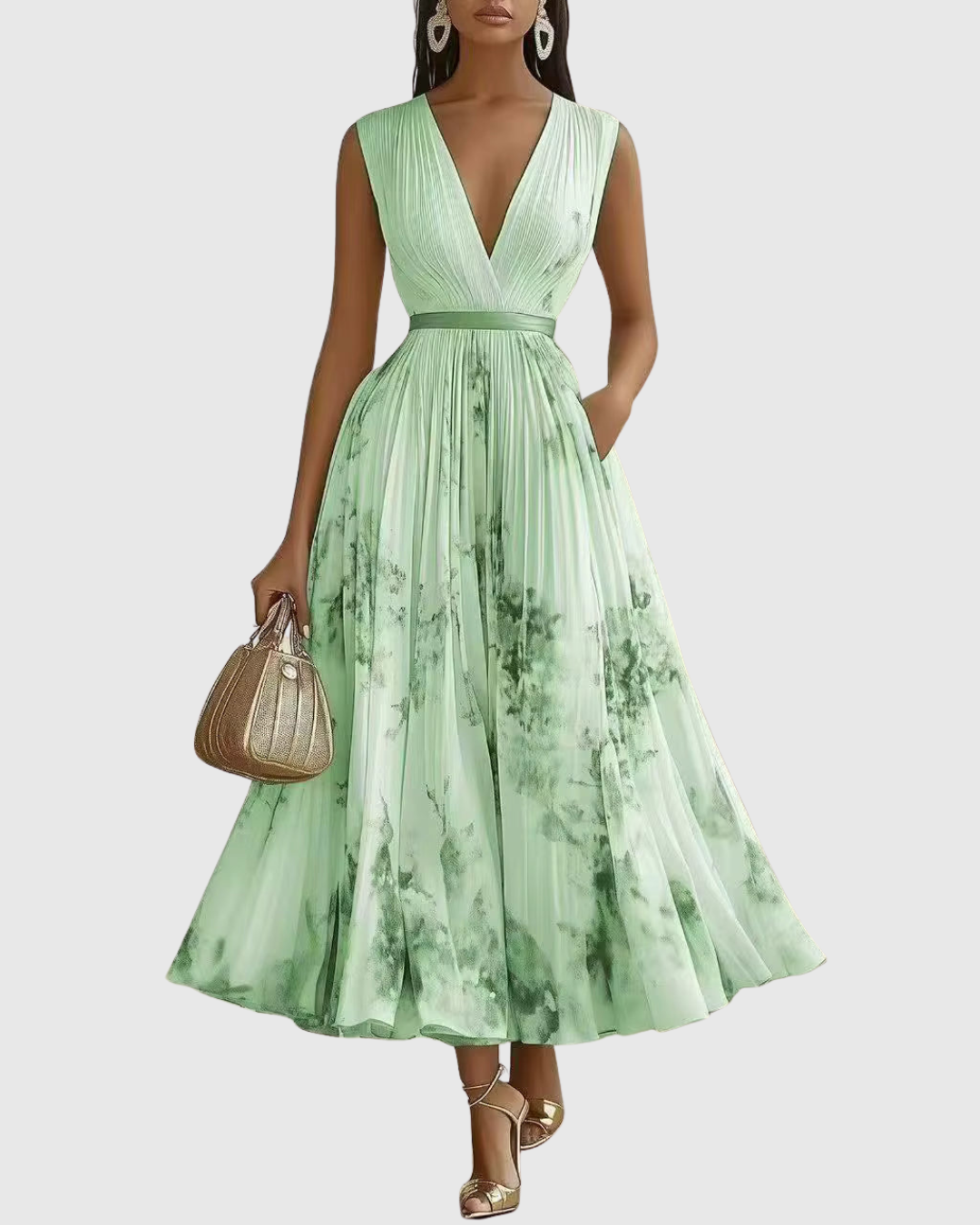 Rowella – Elegantní plisované maxi šaty