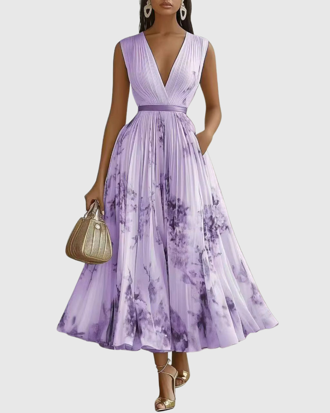 Rowella – Elegantní plisované maxi šaty