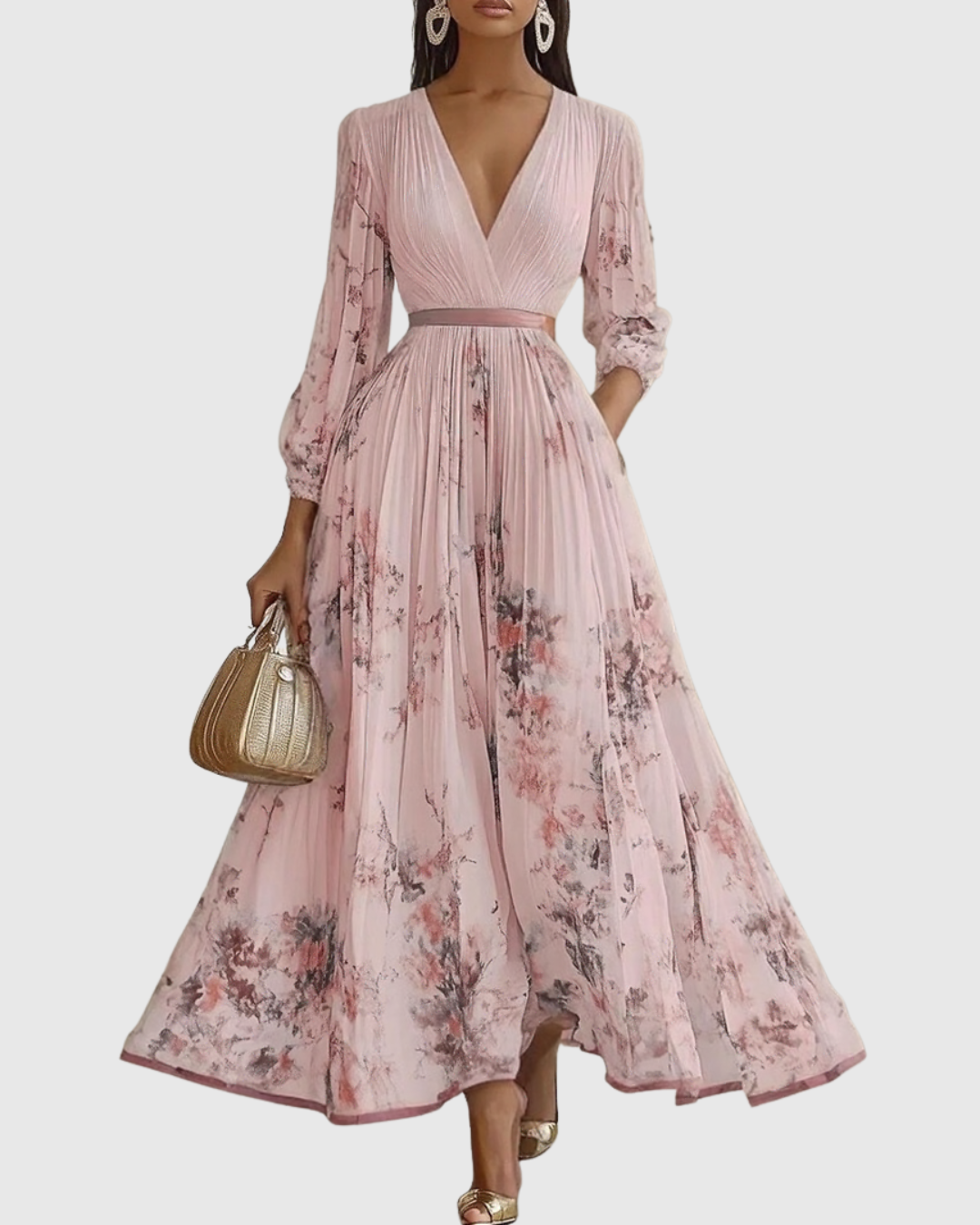 Rowella – Elegantní plisované maxi šaty