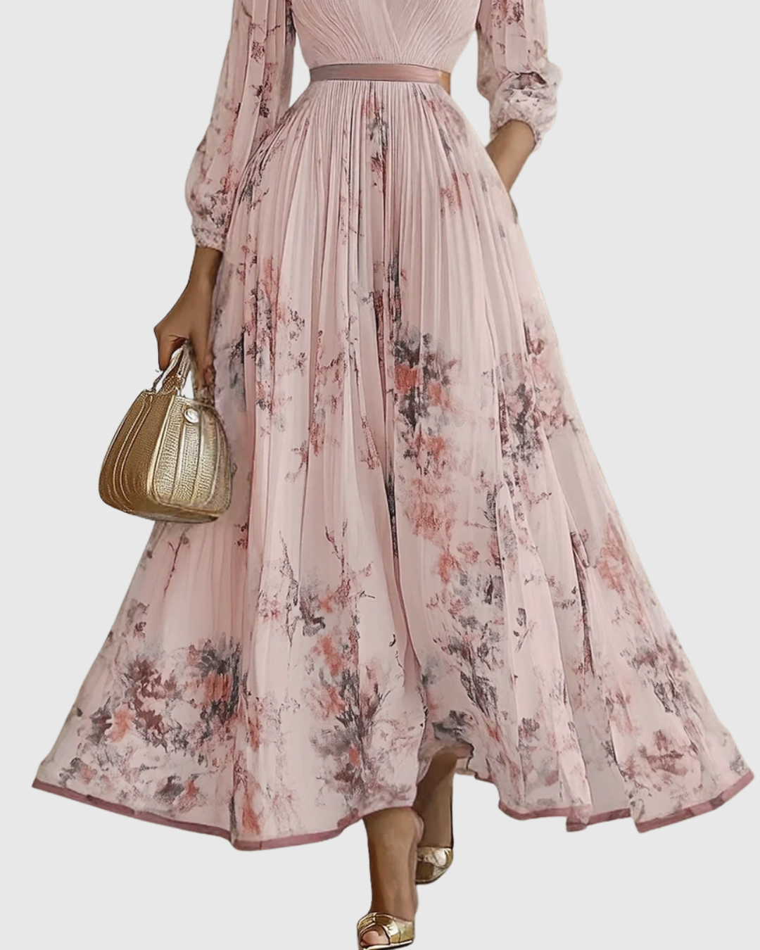 Rowella – Elegantní plisované maxi šaty