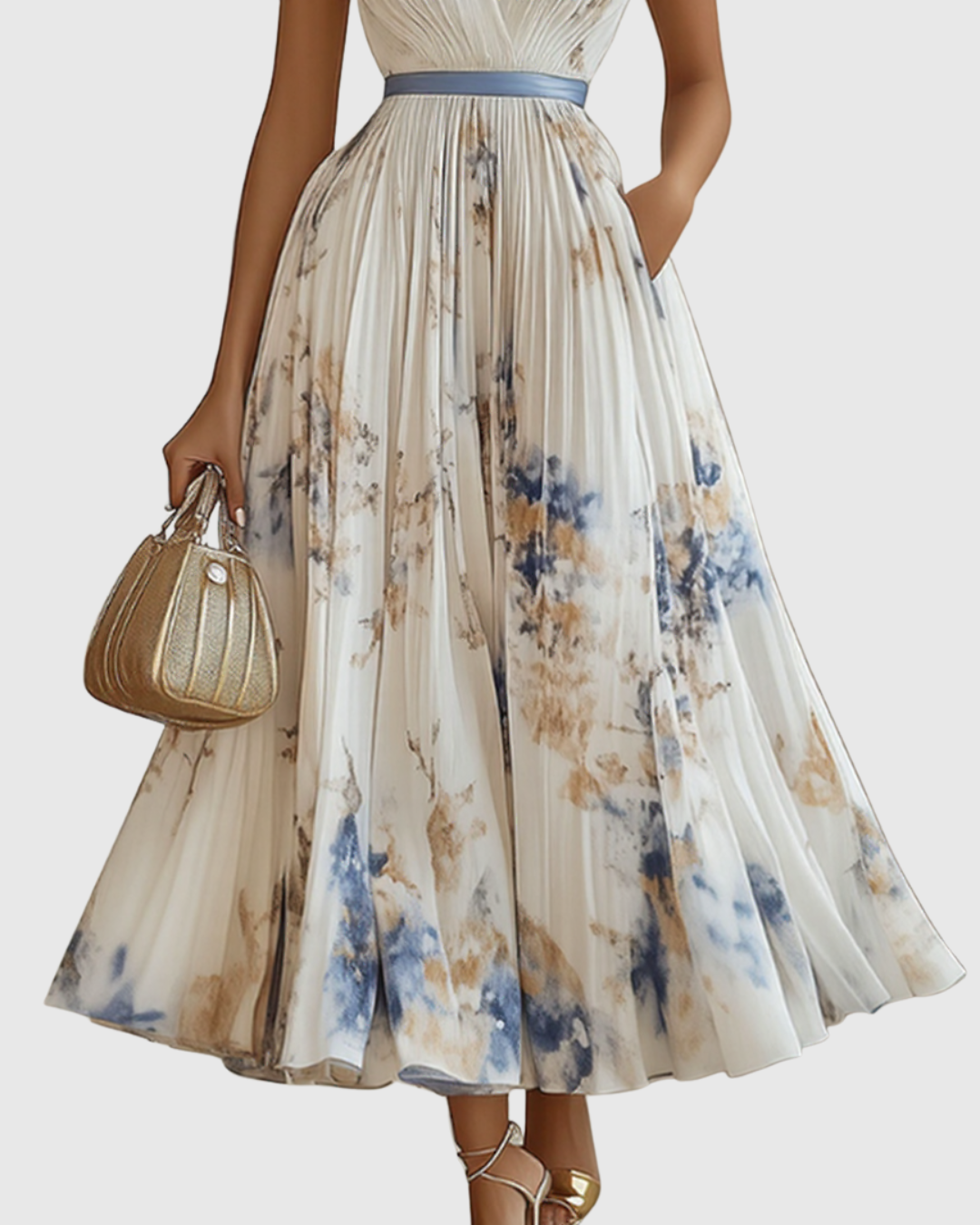 Rowella – Elegantní plisované maxi šaty
