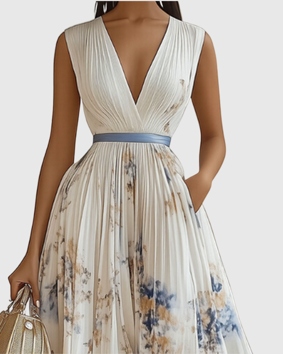 Rowella – Elegantní plisované maxi šaty