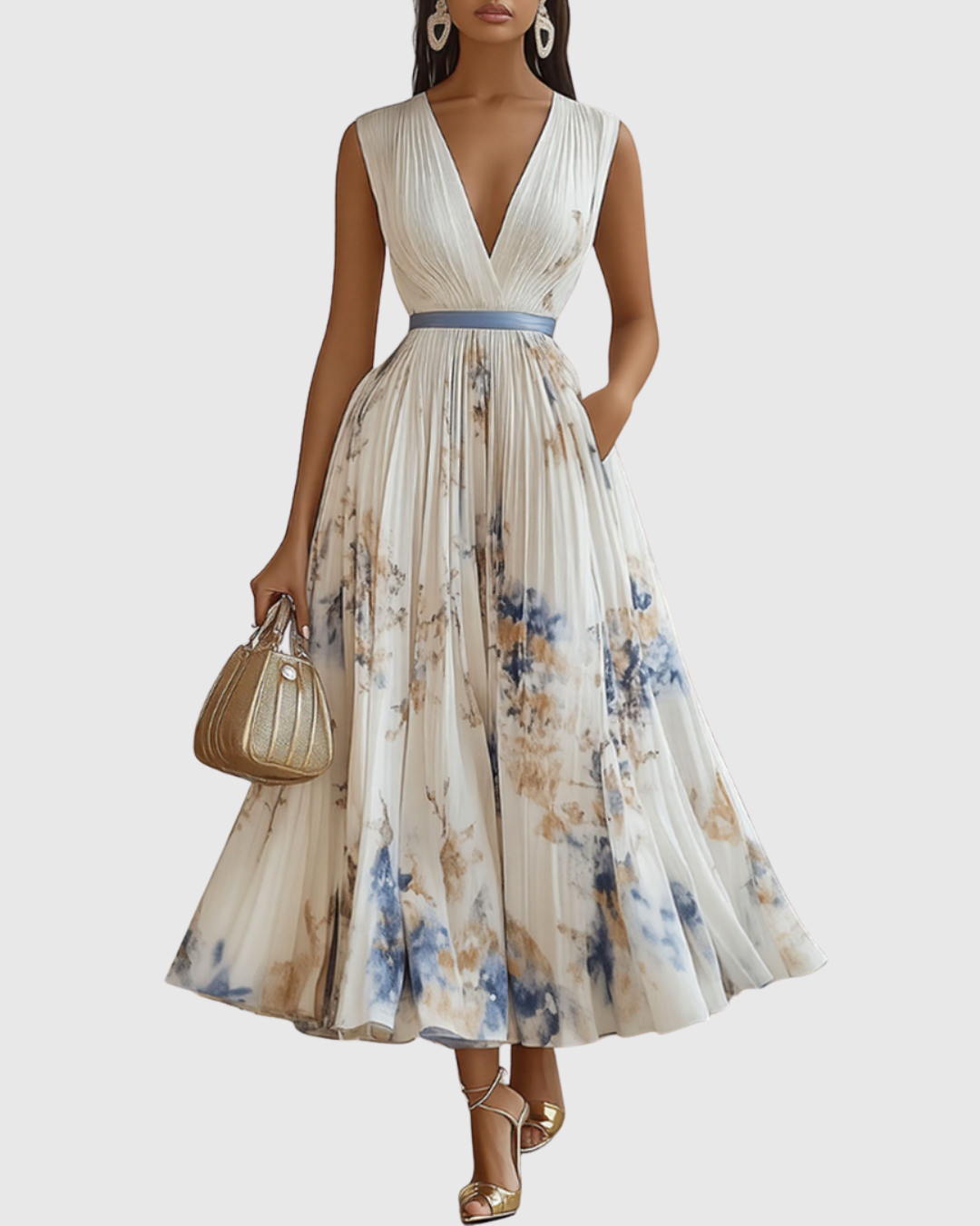Rowella – Elegantní plisované maxi šaty