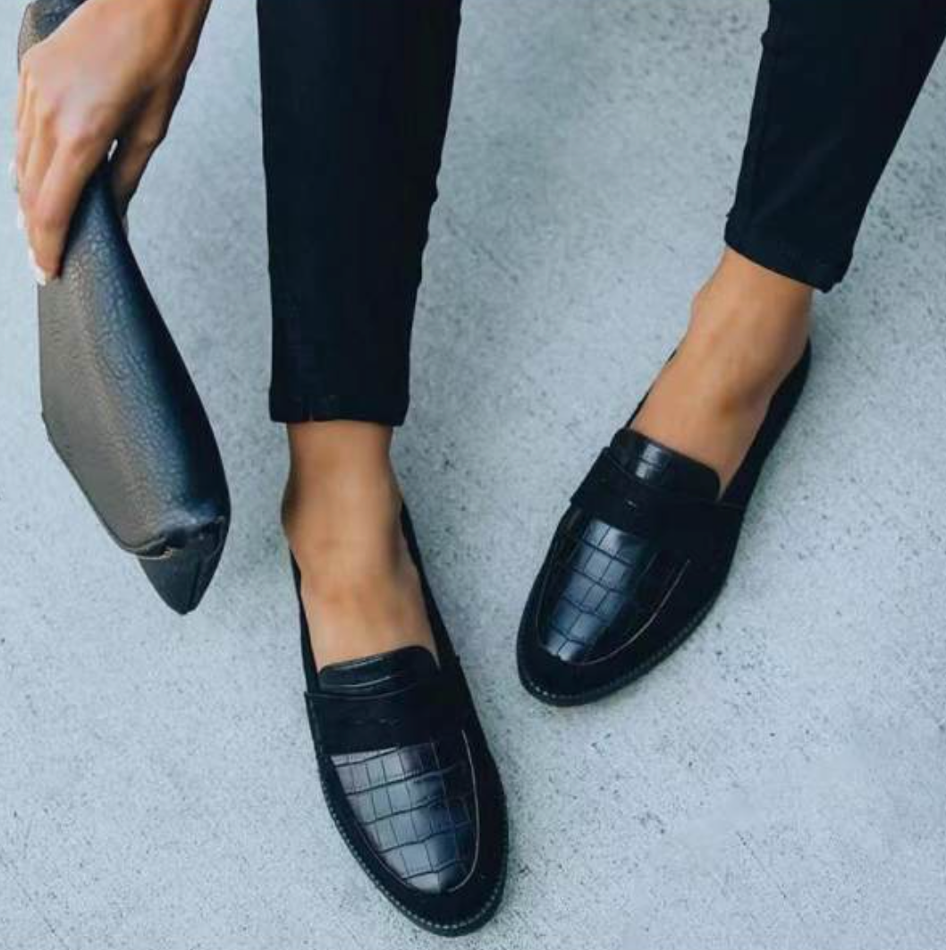 Adéla | Semišové Mokasíny s Krokodýlím Vzorem