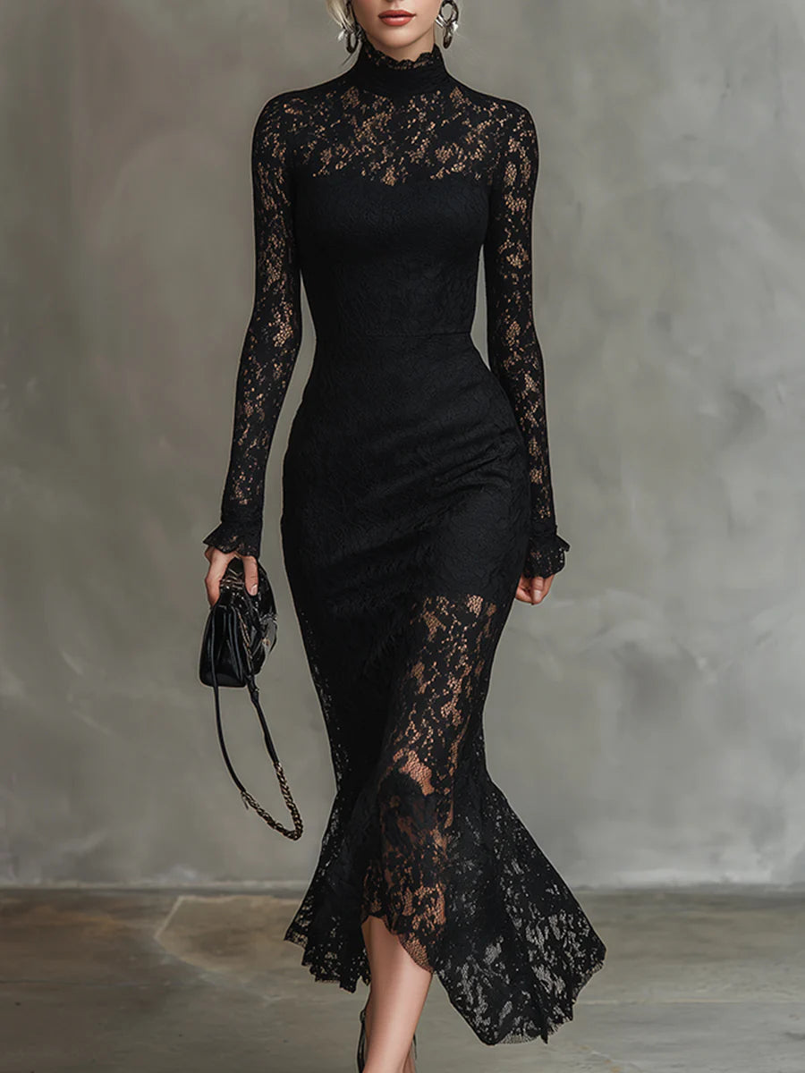 Tereza | Elegantní Maxi Šaty Fishtail z Krajky